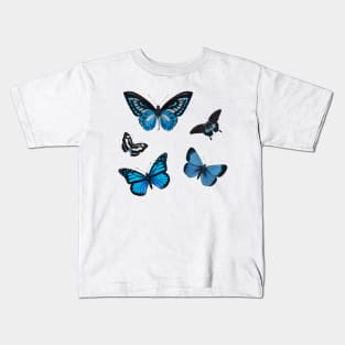 five blue butterflies Kids T-Shirt